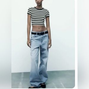 Zara Striped Black and White Crop Top